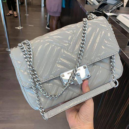 Túi Xách Nữ Michael Kors Shoulder Bag Pearl Grey Peyton Quilted Leather  Medium Handbag - Gostyle