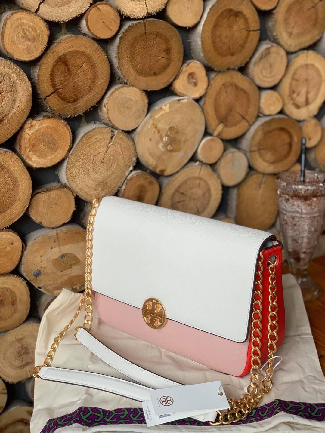 Túi Xách Nữ Tory Burch Chelsea Convertible Shoulder Bag White Pink Leather  - Gostyle