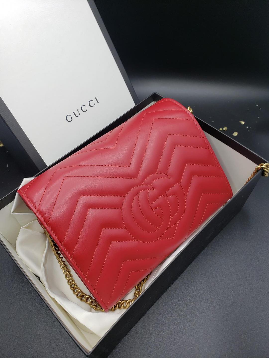 Túi Xách Nữ Gucci Marmont WOC Cross Body Bag Red Leather - Gostyle