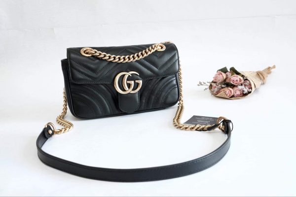 Túi Xách Nữ Gucci Black Mini GG Marmont Bag - Gostyle