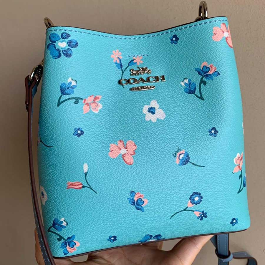 Túi Xách Nữ Coach Mini Town Bucket Bag With Mystical Floral Print Coach  C8608 Màu Xanh Blue - Gostyle